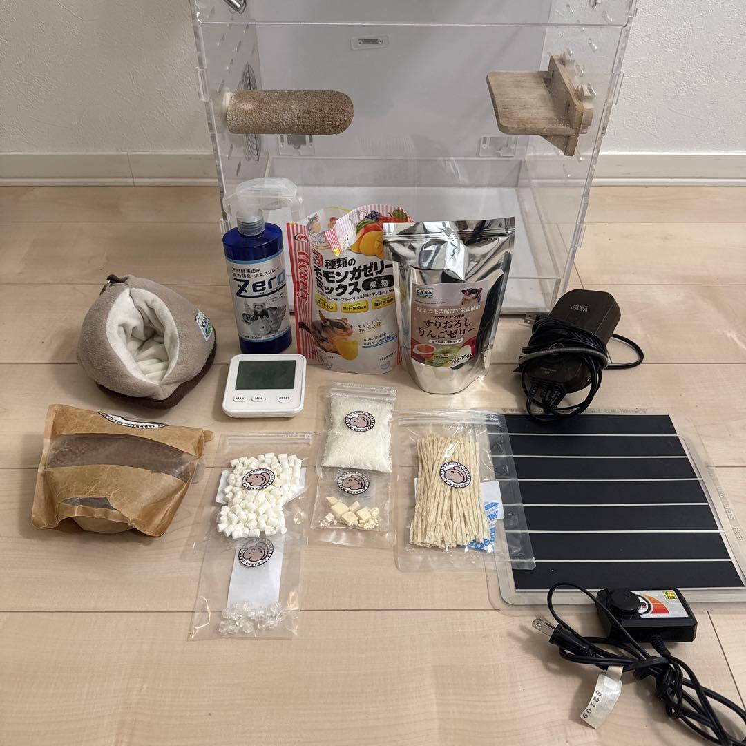 小動物用透明アクリルケージ セット 木製棚・温度計付き 杉並区引取限定