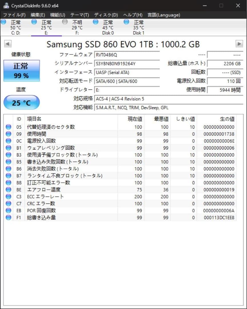 正規品 99%健康度Samsung 860 EVO SSD 1TB