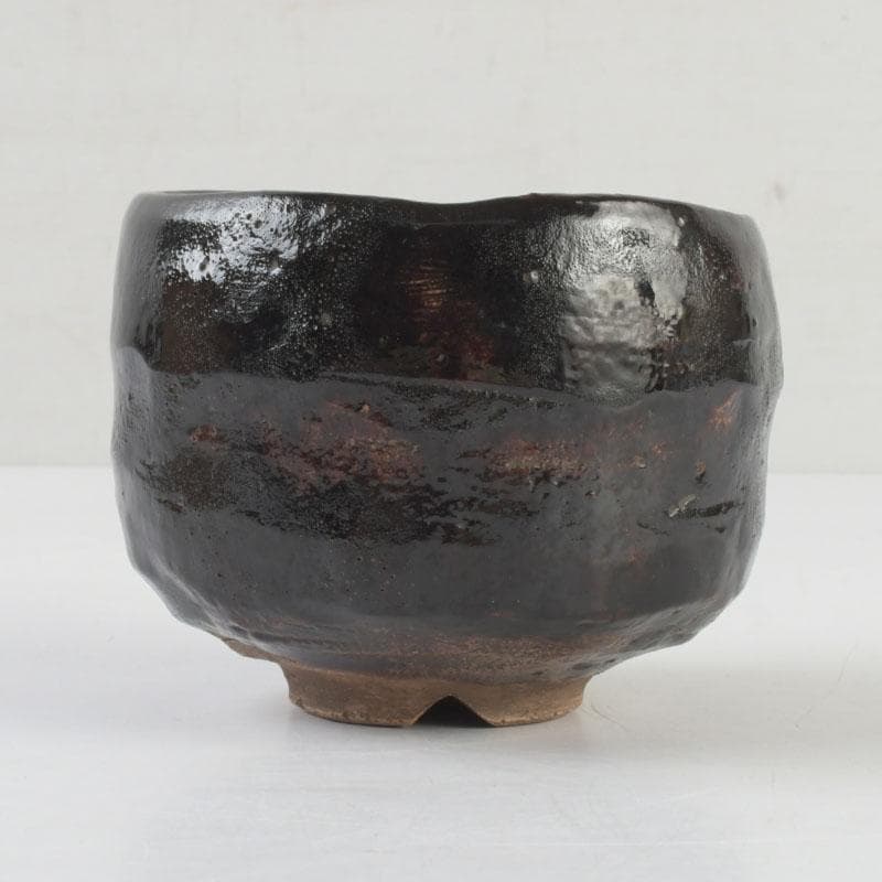 たぬみち　茶道具　名工　織田朱越造　黒楽茶碗　共箱　V　9367
