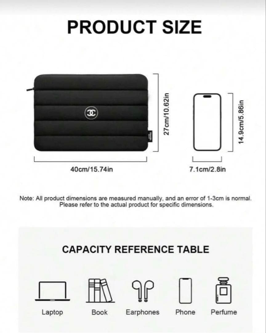 CHANEL ブラック ノートPCケース 40cm