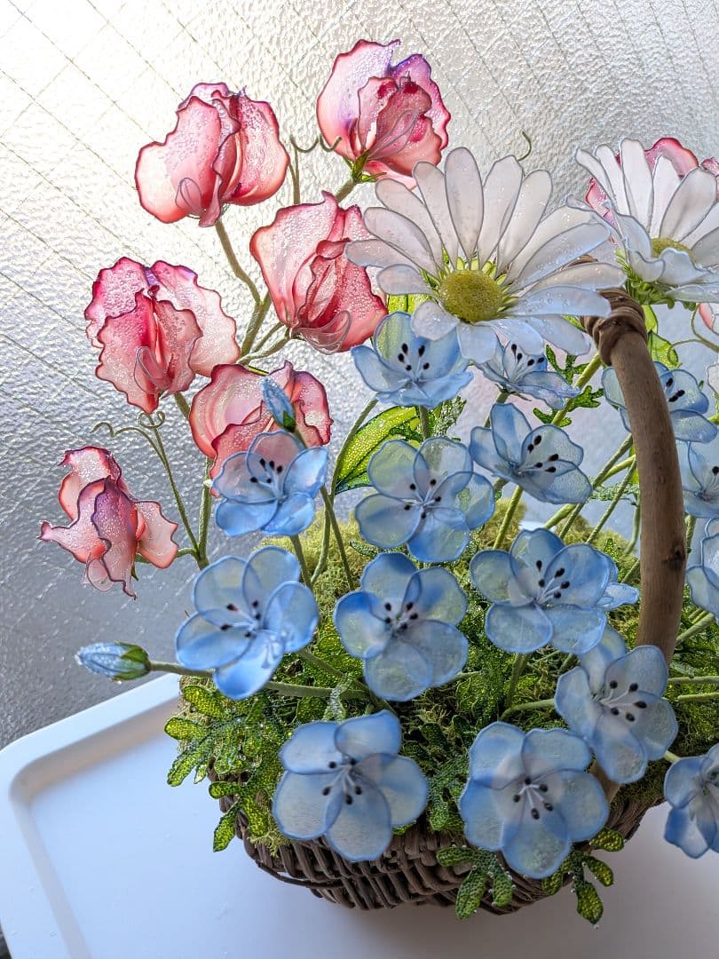 春のかご　　　　アメリカンフラワー　（ディップフラワー）