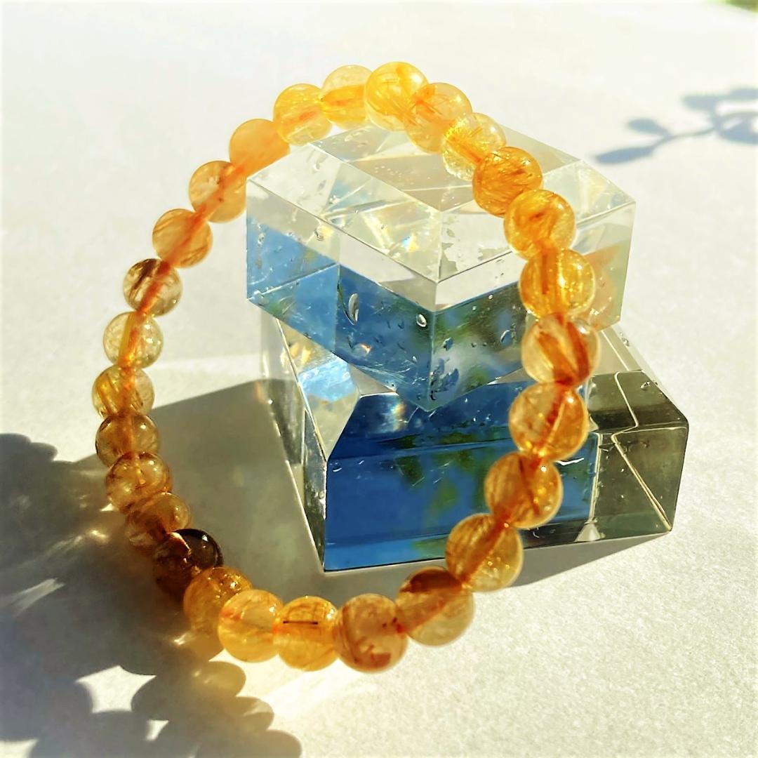 きりよく割引きです！【成功の鍵】ルチルクォーツ 天然石 ブレスレット