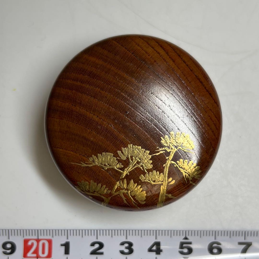 仲林星山作 﨔櫂漆 松蒔絵 長棗 共箱 h7.9cm 東キ8-0329☆2F