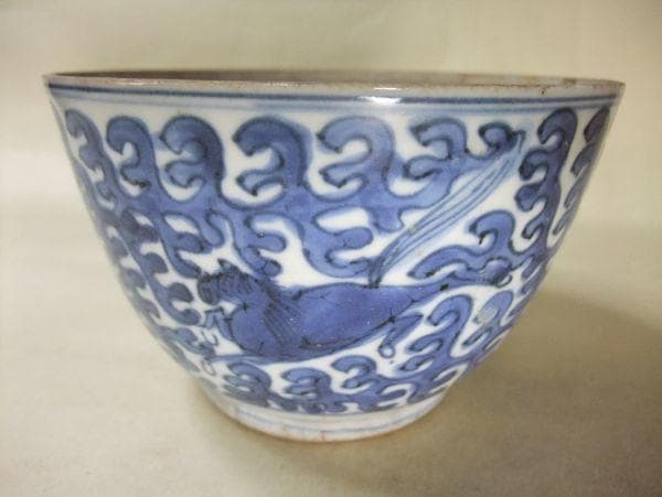中国古玩 古い 安南呉須 馬紋 唐物 染付 古美術 時代物 骨董品 保存箱