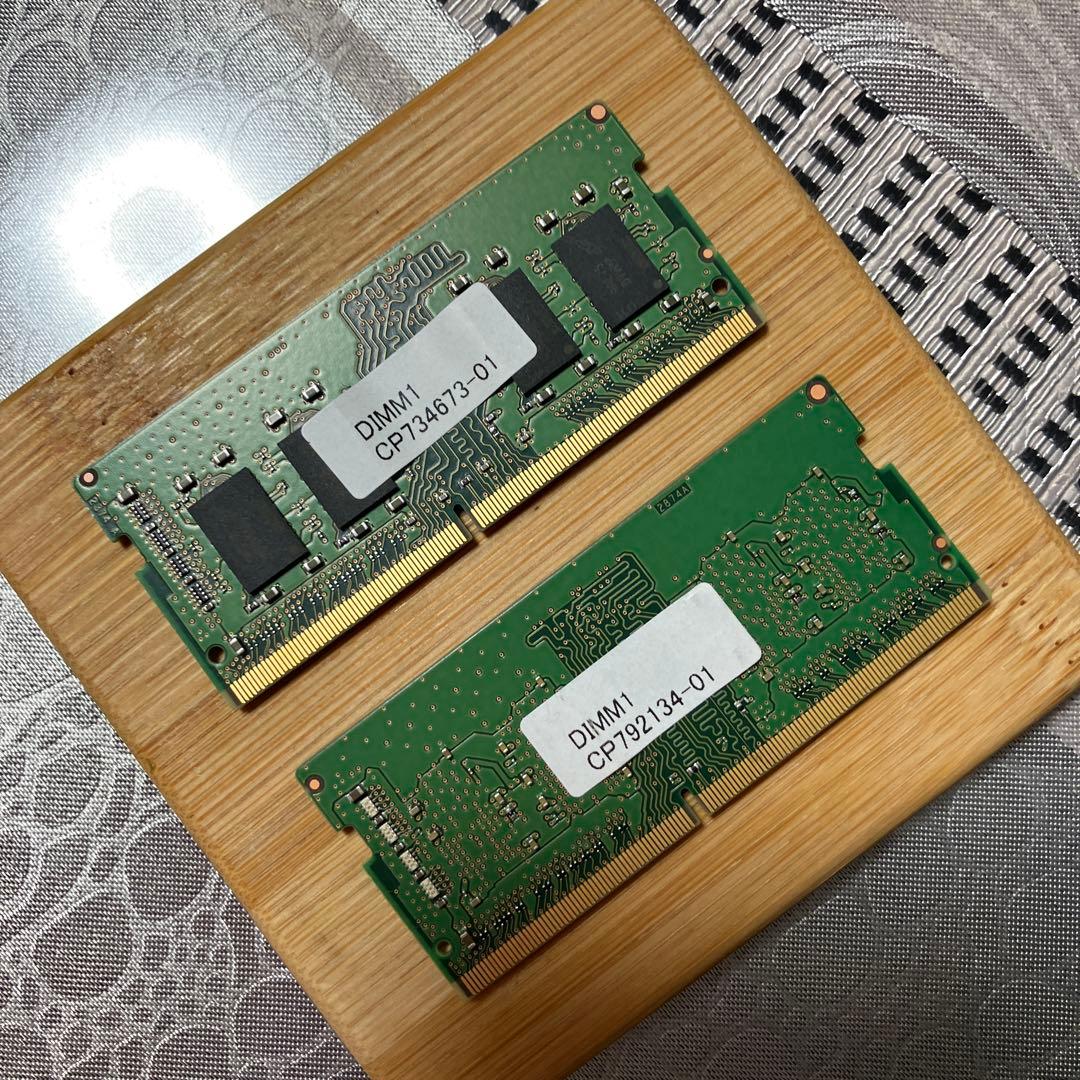 Micron製ノートDDR4 8GBメモリ2枚　計16GB、2666と3200