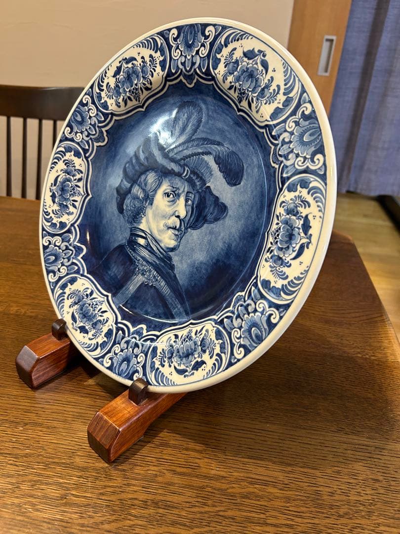 大皿‼️和蘭デルフト陶器　レンブラント自画像