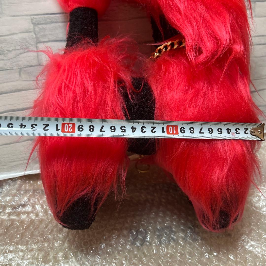 昭和レトロSAN-EI TOYS Exlan派手ピンク赤×ブラック　プードル犬？