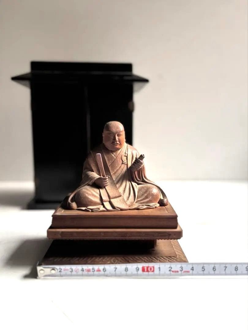 031 骨董 厨子入り 日蓮聖人 木造坐像 説法像 昭和11年 木下次雄謹製