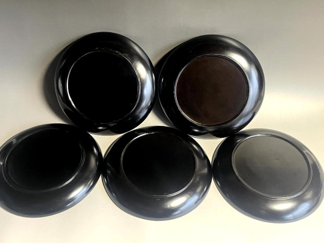 皿■漆器【伝統工芸】黒漆 草花金蒔絵 銘々皿（丸皿）草花文（女郎花・秋草など）■