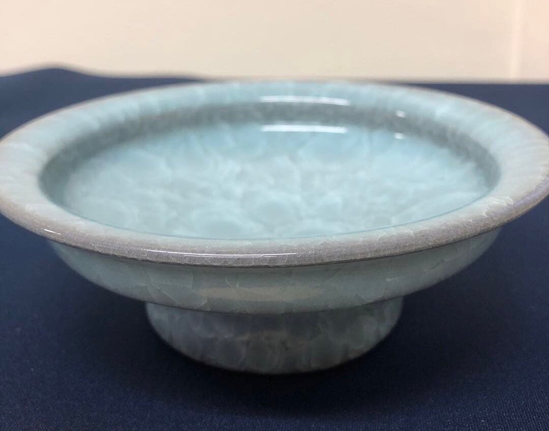 人間国宝　鈴木三成 作 青瓷鉢 直径13.5 cm