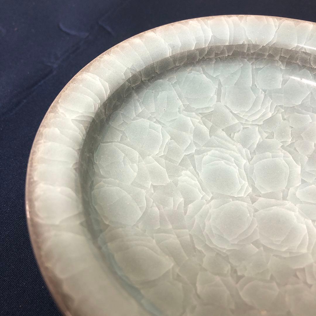 人間国宝　鈴木三成 作 青瓷鉢 直径13.5 cm