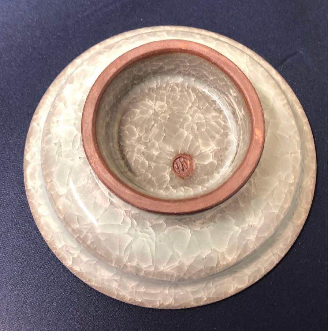 人間国宝　鈴木三成 作 青瓷鉢 直径13.5 cm
