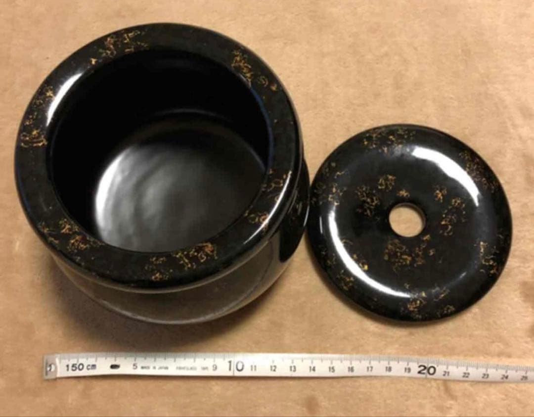 【未使用/匿名配送】津軽塗☆蓋付き☆建水☆茶道具☆化粧箱入り