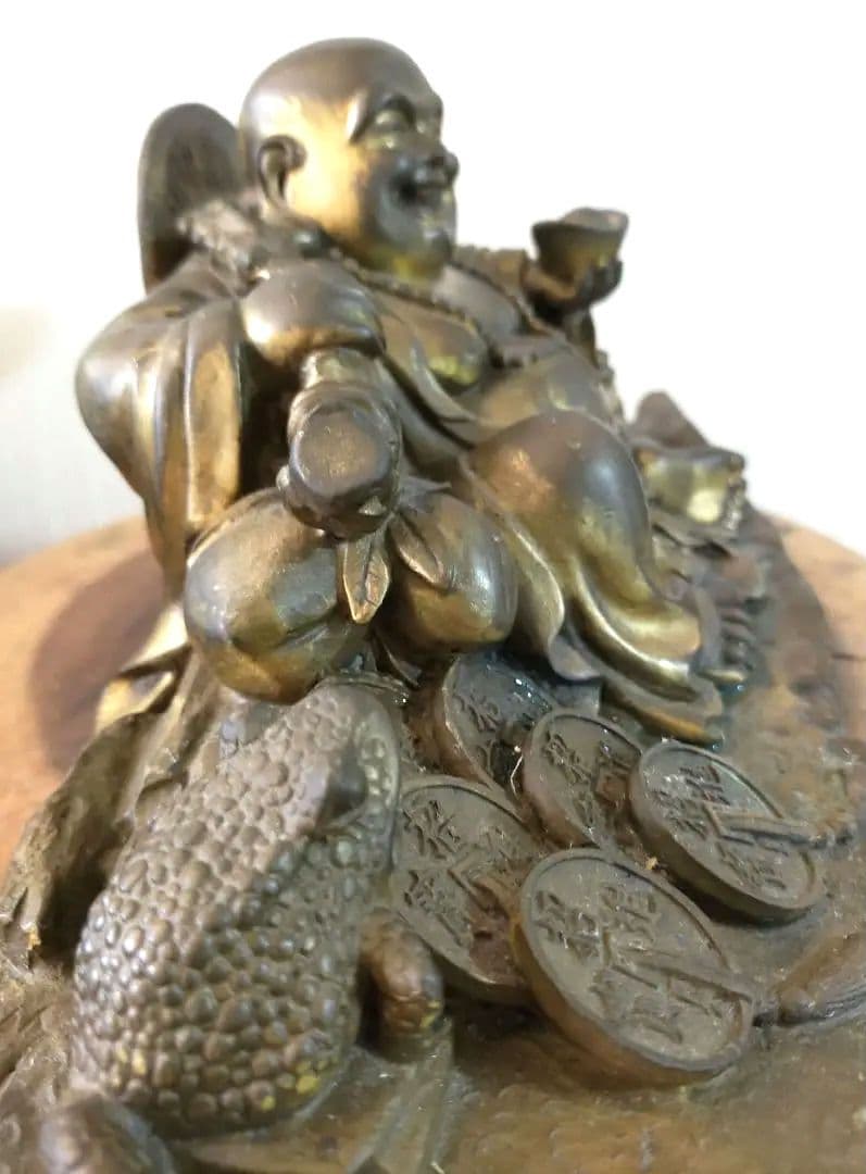 在庫処分セール中!　古銅製　七福神　招財進寶　財運アップ　布袋尊様の座像