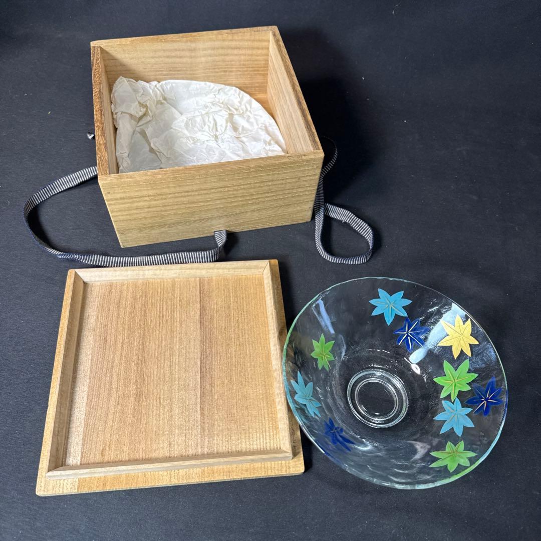 J34 送料無料　義山　茶碗　長寿　抹茶碗　茶道具　茶道　工芸品　木箱　硝子