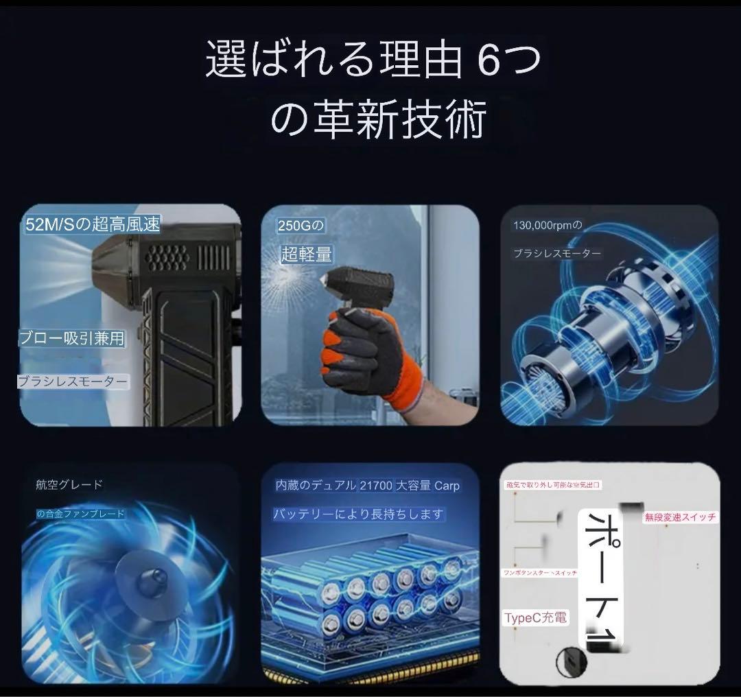 超強力なターボファンハンドヘルド強力な 130,000 rpm 超高速ブラシ