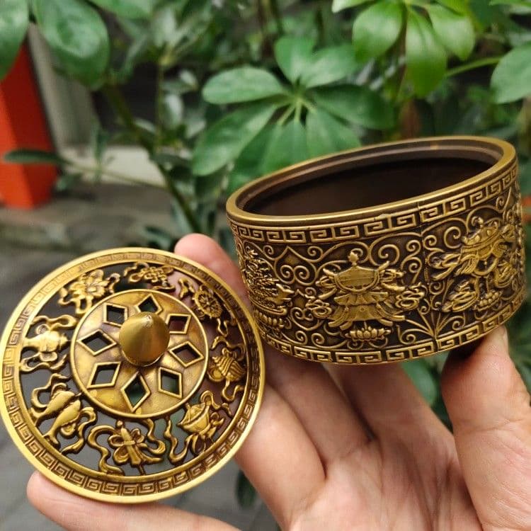 銅器 五福八宝三足炉 薫香炉 香道具 装飾品 工芸品 美術品