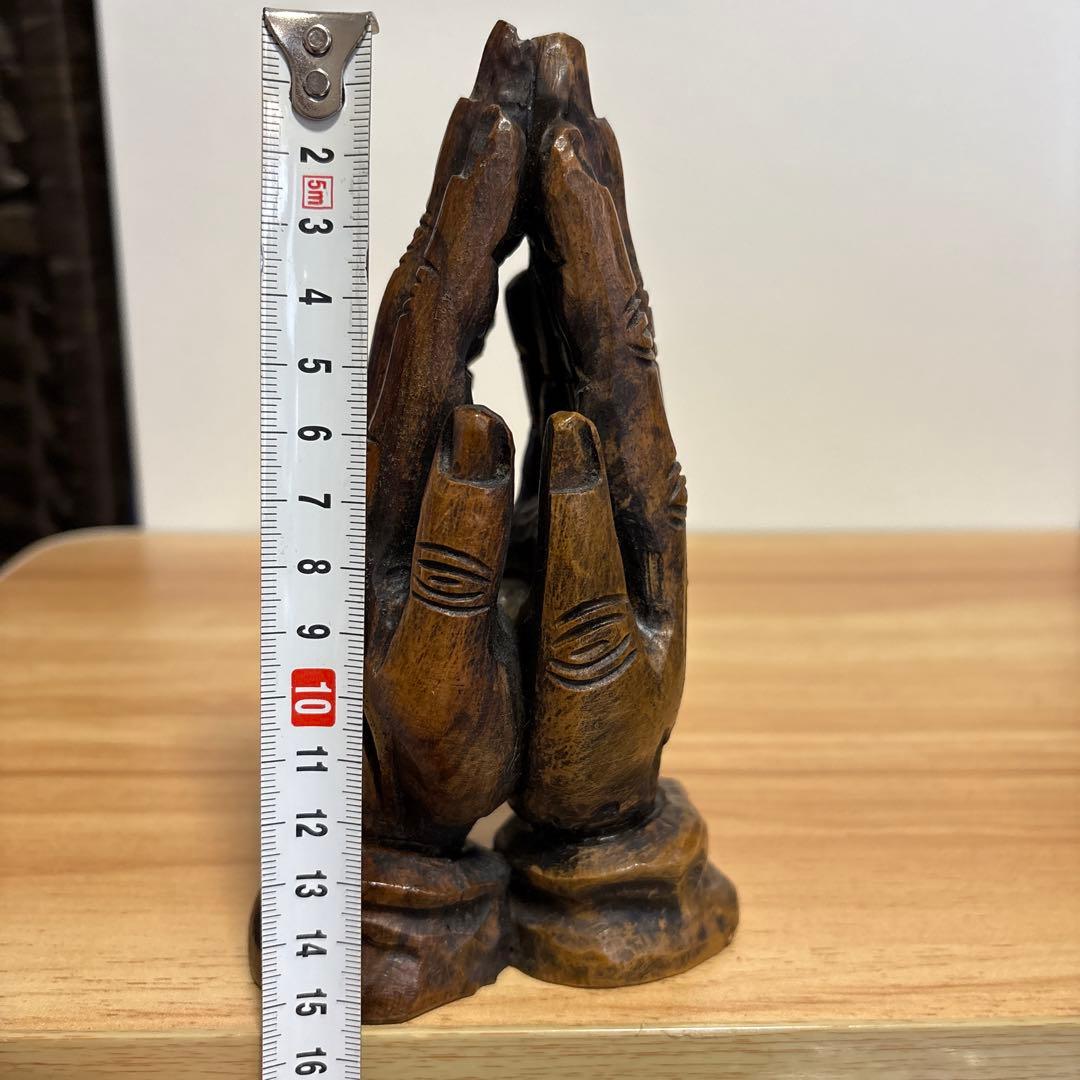 木製の祈りの手（プレイングハンズ）置物