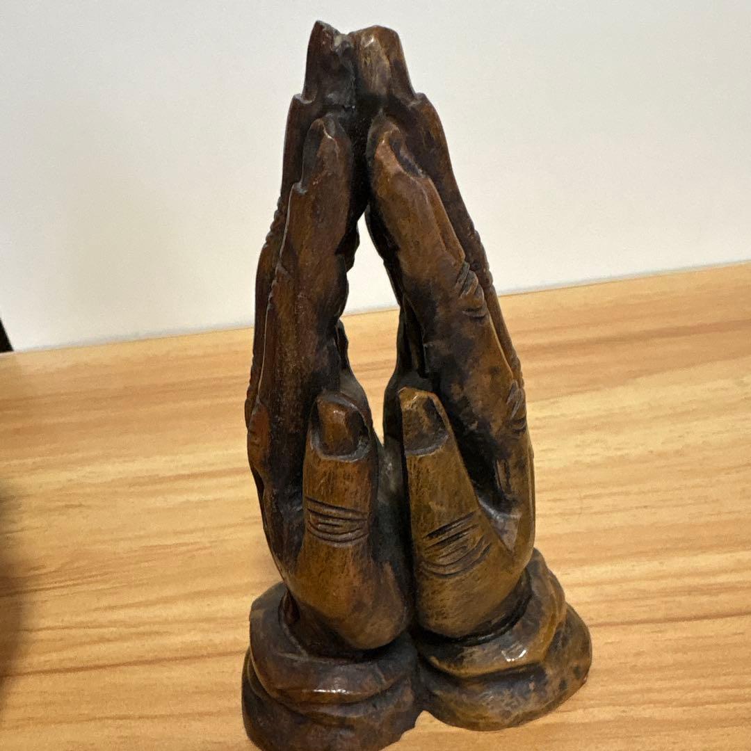 木製の祈りの手（プレイングハンズ）置物