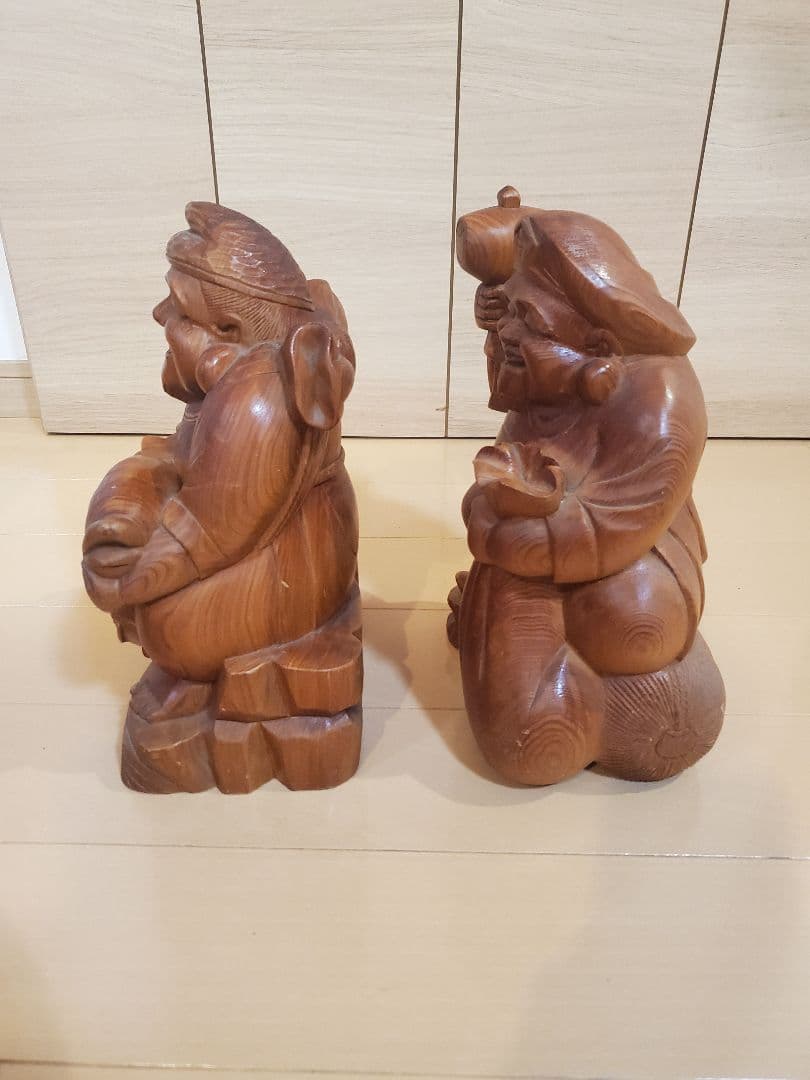 木彫り　恵比寿様　大黒様　縁起物　置物