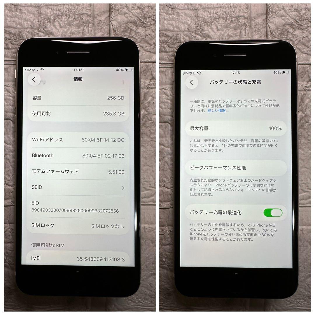 27 iPhone SE3 256GB 純正BMS新品バッテリー　美品