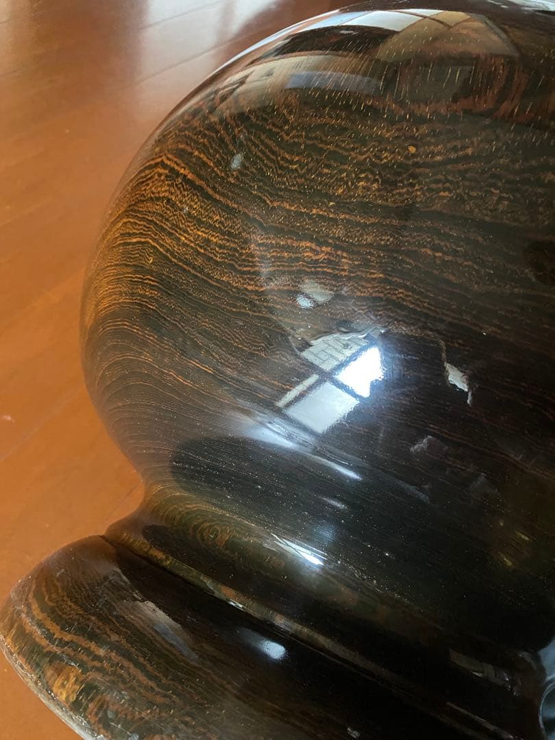 木製　壺　ダークブラウン 丸型　骨董品