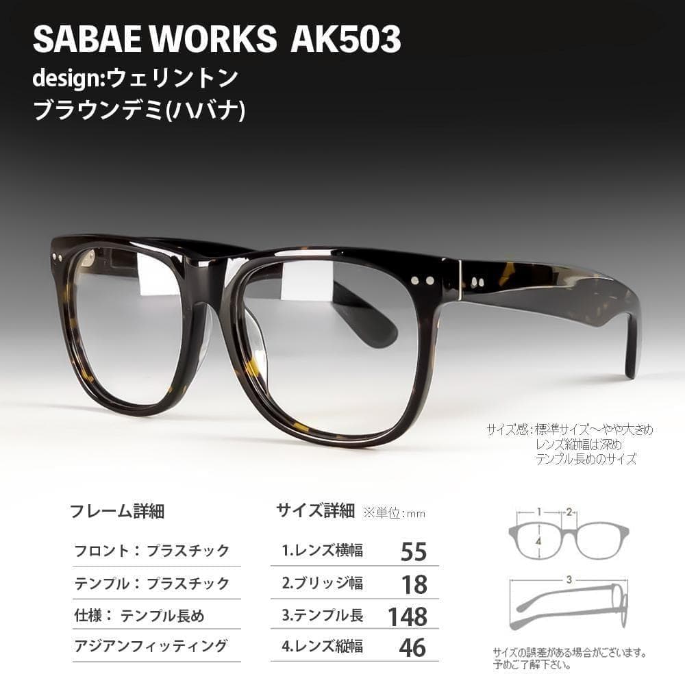 遠近両用メガネ (老眼 +2.00) 鯖江メガネ ヴィンテージ AK503 新品
