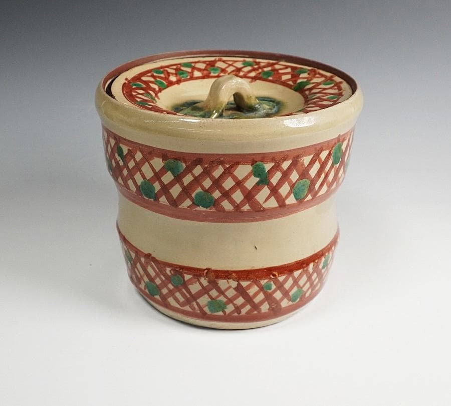 新垣栄三郎 壺屋焼 赤絵水指 共箱 茶道具