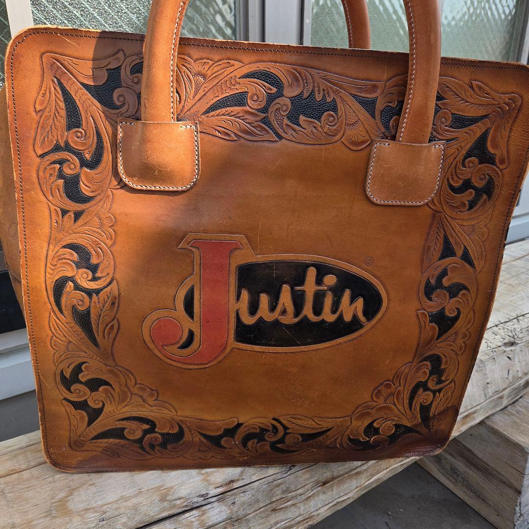 ヴィンテージJustin ジャスティン レザートラベルバッグ 本革 USA製