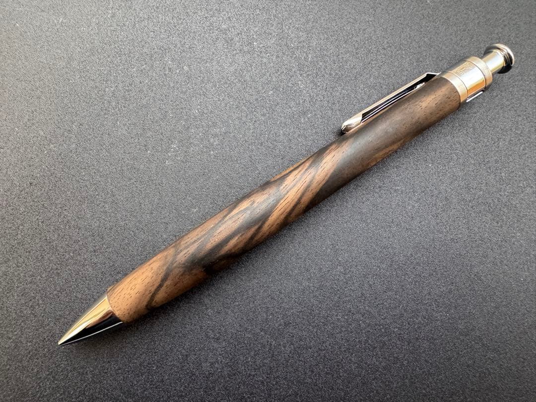 工房楔 ペンシル楔 0.5mm 黒柿孔雀杢 真鍮パイプ