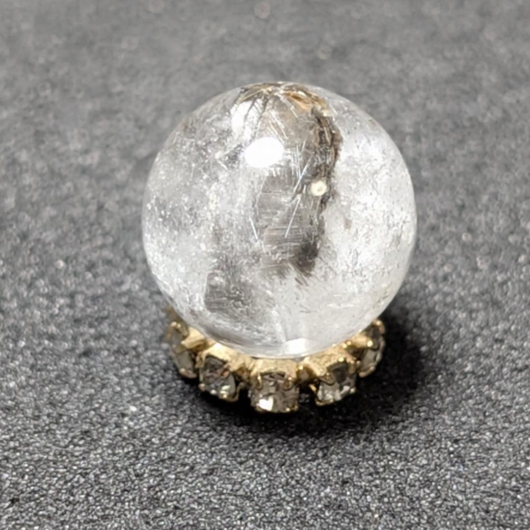 【結晶の塊がすごい】プラチナルチルクォーツ 一点物 9ミリ 1粒売り 貫通穴あり