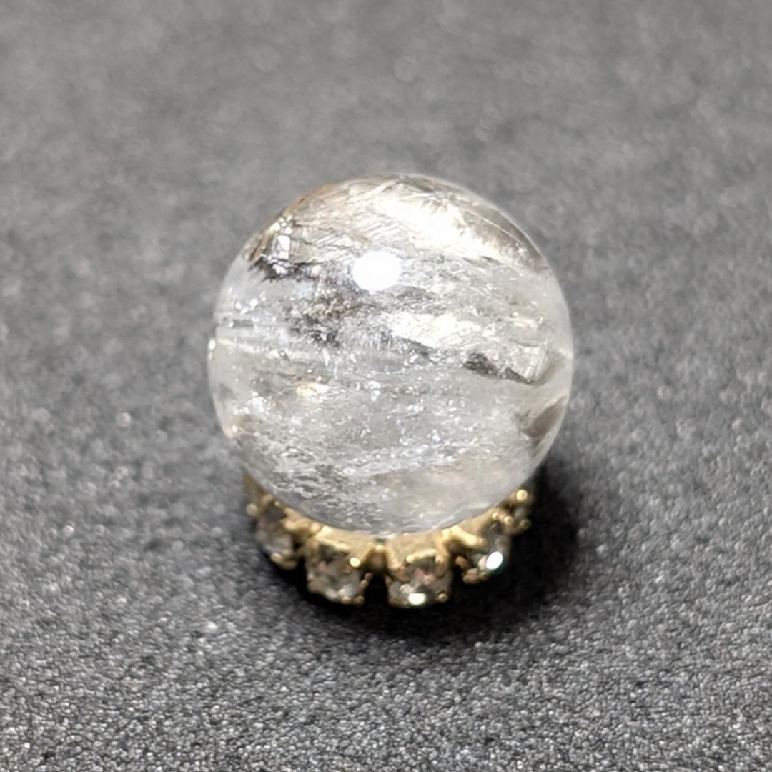 【結晶の塊がすごい】プラチナルチルクォーツ 一点物 9ミリ 1粒売り 貫通穴あり