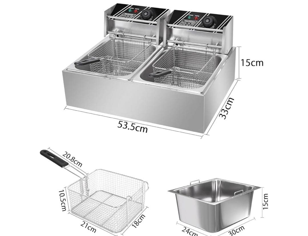 電気フライヤー 12L 卓上フライヤー 二槽式 2ピン