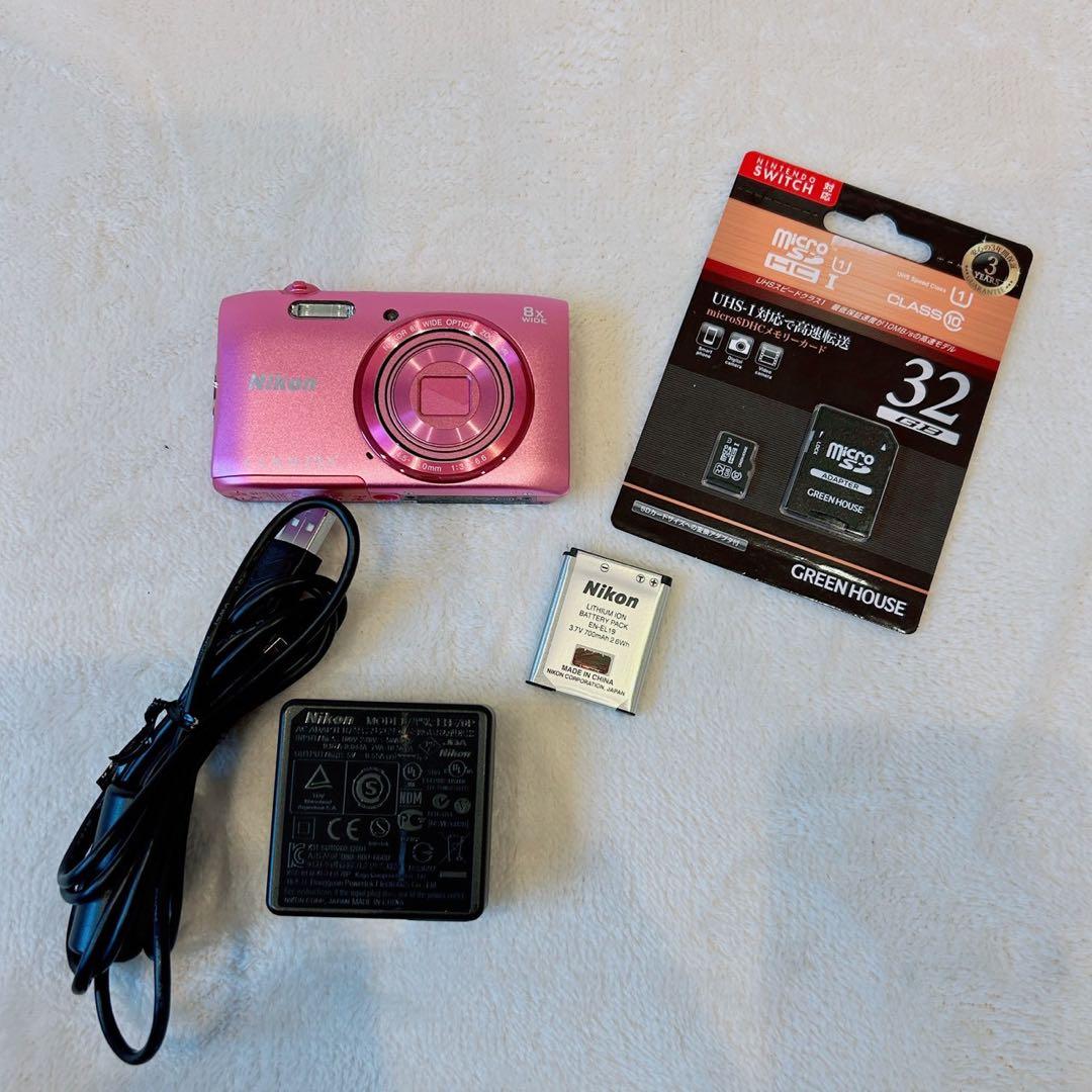 未使用級　ニコン　クールピクス　S3600 ピンク　SDカード付き