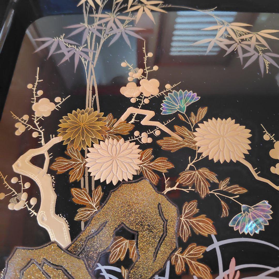 ②万寿盆（小）漆塗　金箔螺鈿装飾　飾盆 美品！　（①より少し小さい）