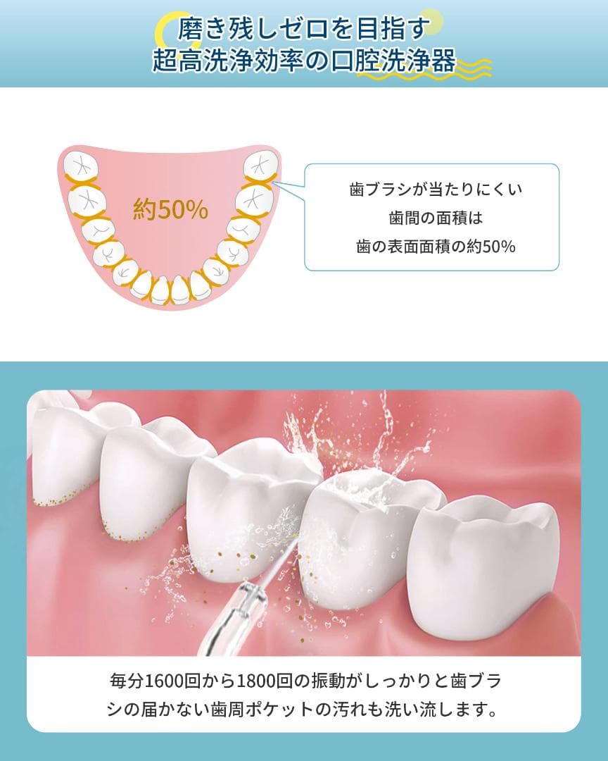 口腔洗浄器 4種類の水流 ジェットウォッシャー ４本