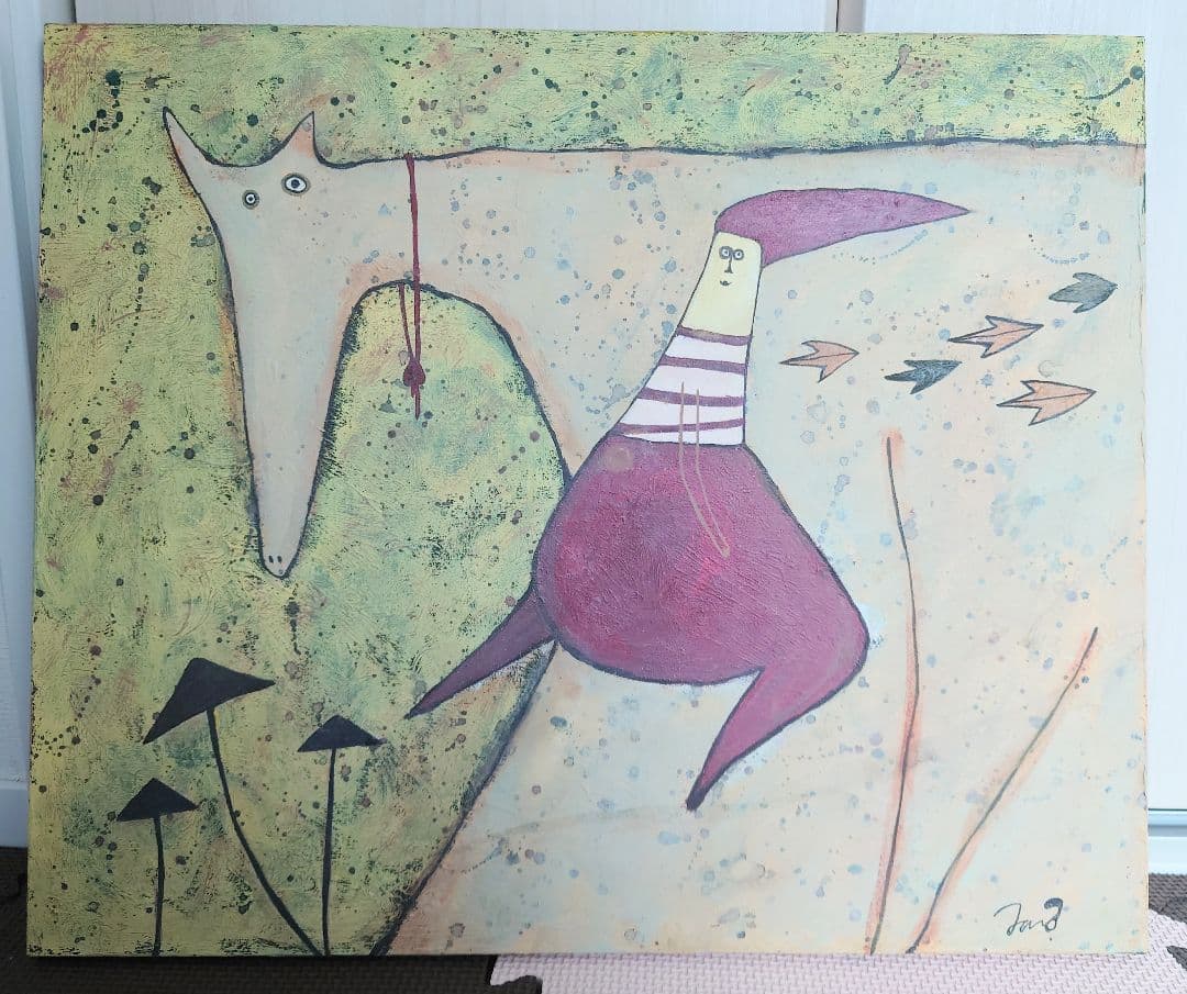 箭野かおり「3ページ目を少し」アクリル絵画　F8号　抽象画