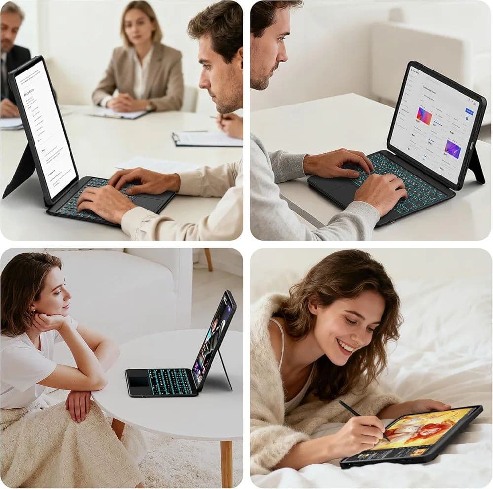 スマートキーボード　iPad対応　8色バックライト　新品