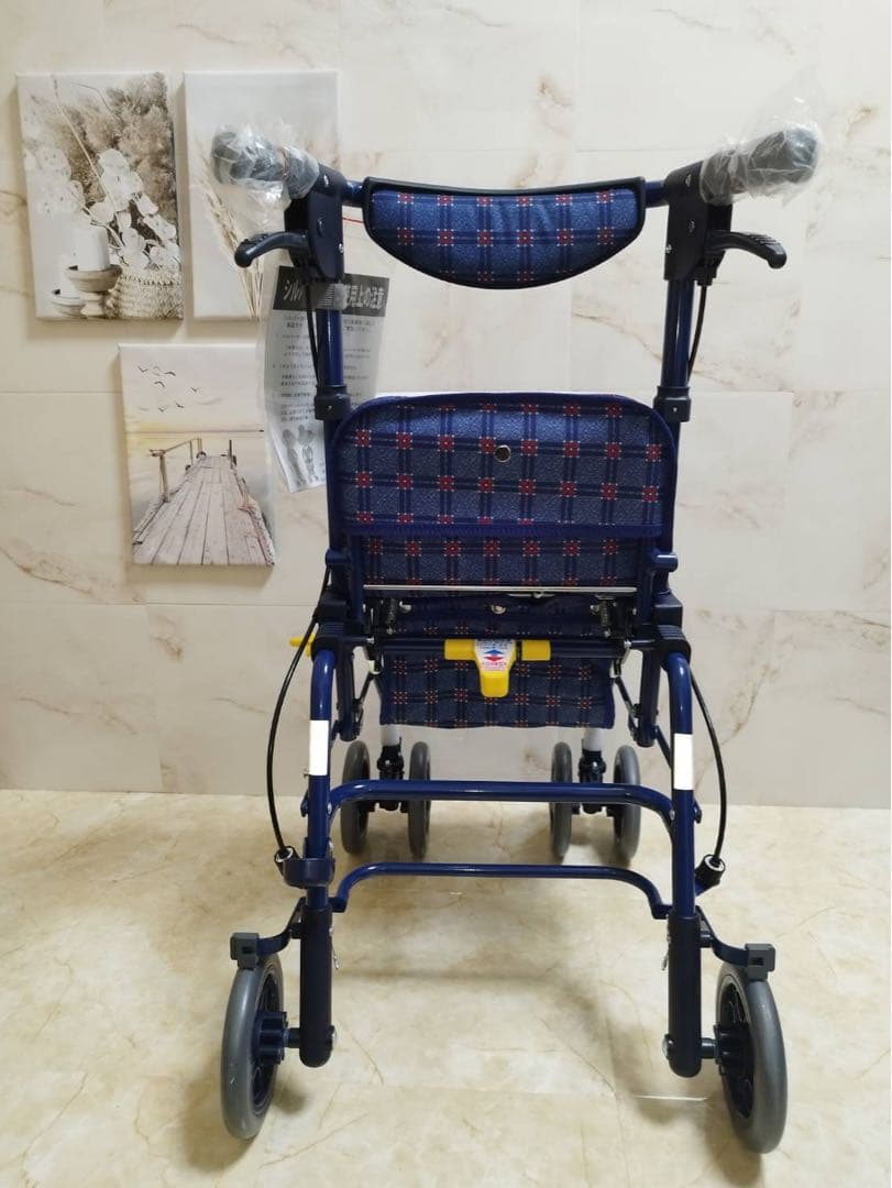フォルテ　二筋格子ブルー　シルバーカート　歩行補助　ショッピング　島製作所