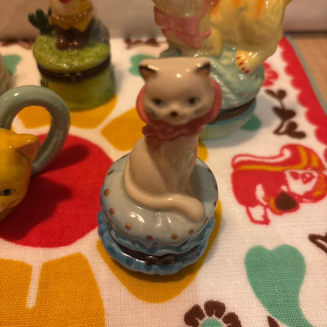 猫の陶器置物 ヒンジケース　ポタリー　小物入れ
