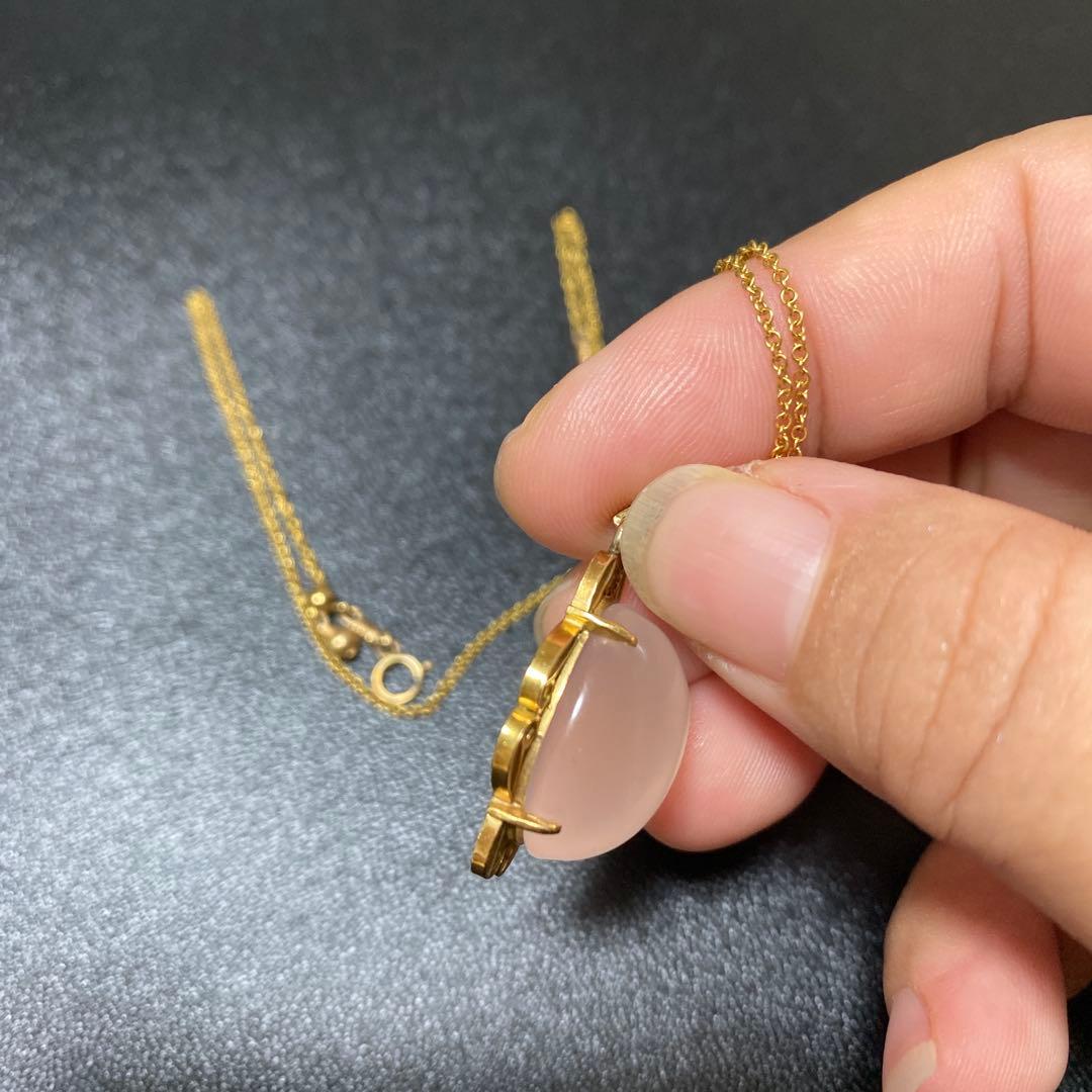 18k金ネックレストップ　ローズクォーツ大粒k18刻印　正規品です