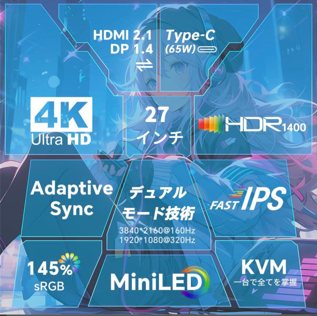 美品KTC M27P6 27インチ MiniLED 4K UHD 量子ドット