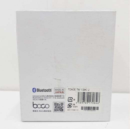 boco 完全ワイヤレス骨伝導イヤホン PEACE TW 1(BK)J 箱付