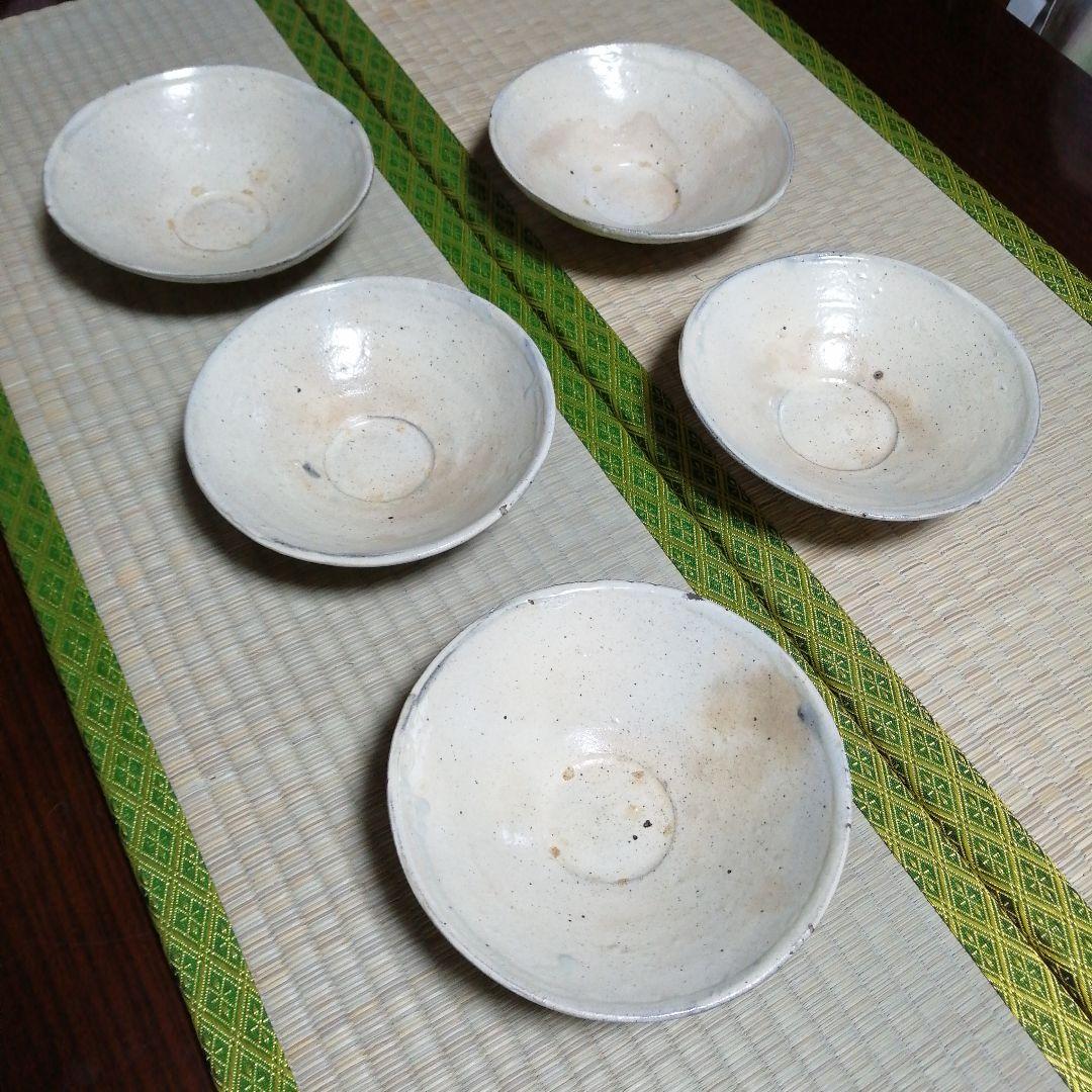 美濃焼　山茶碗風粉引平鉢　5客　15.2cm　今物