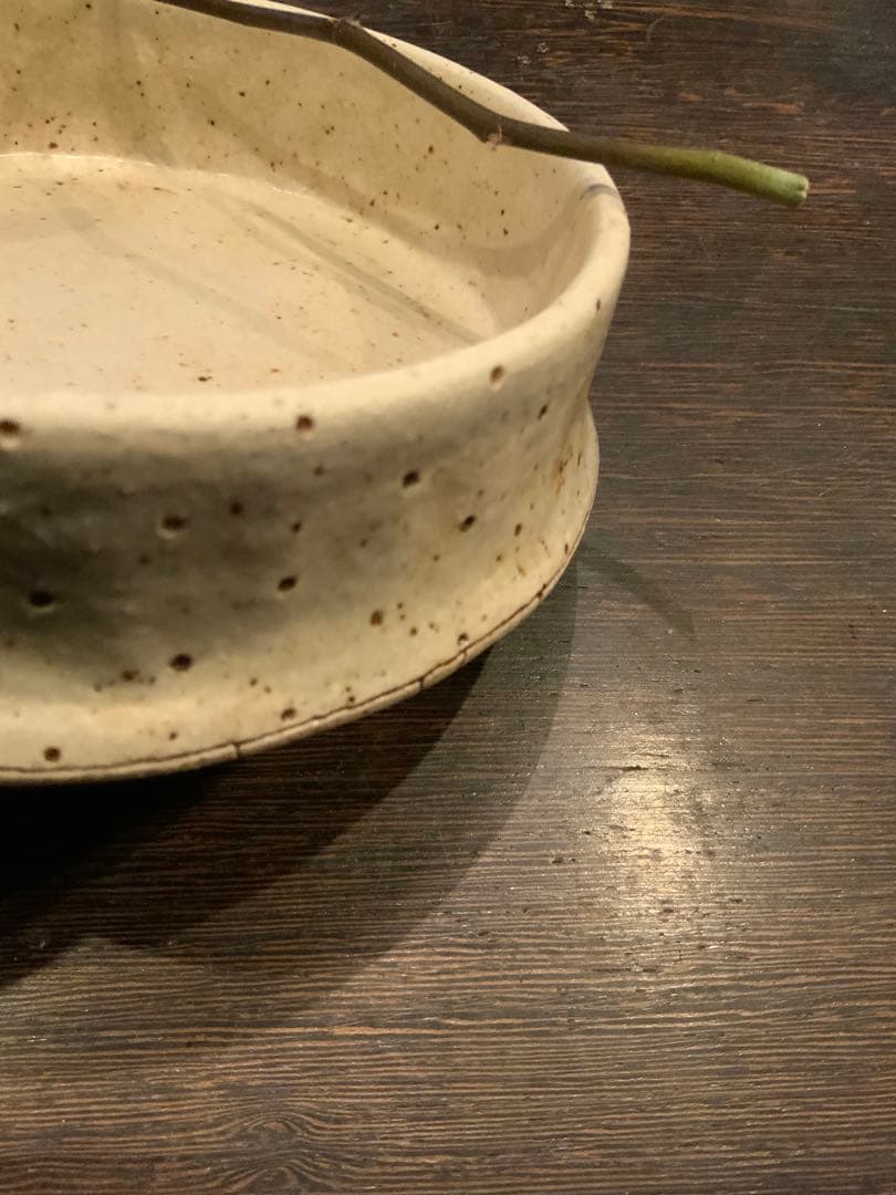 金成潤子さん陶器製格子模様丸型皿