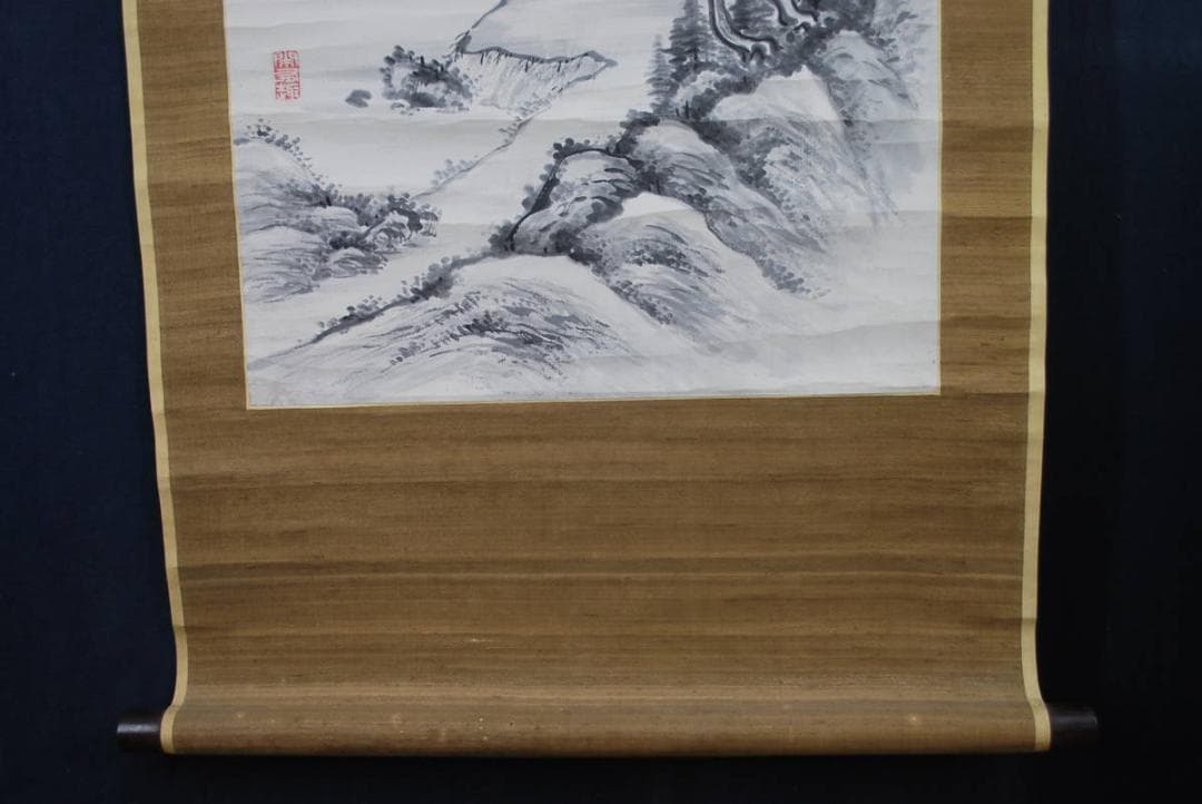 【真作】榎本游谷/山水図 秋林読書図/掛軸☆宝船☆Ｑ‐980　J