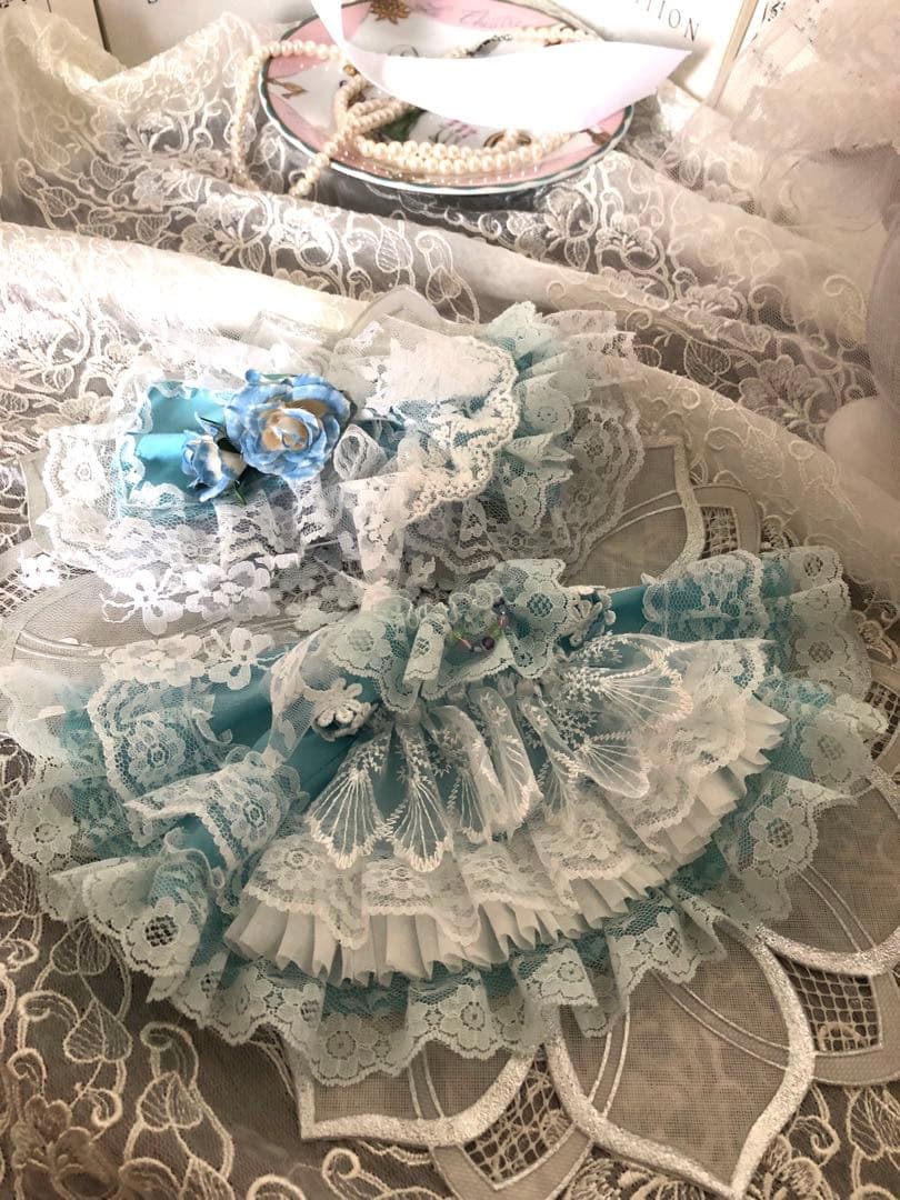 ぬい服16cm*あんスタ♡パウダーブルードレス・フラワーレースヘッドドレスセット