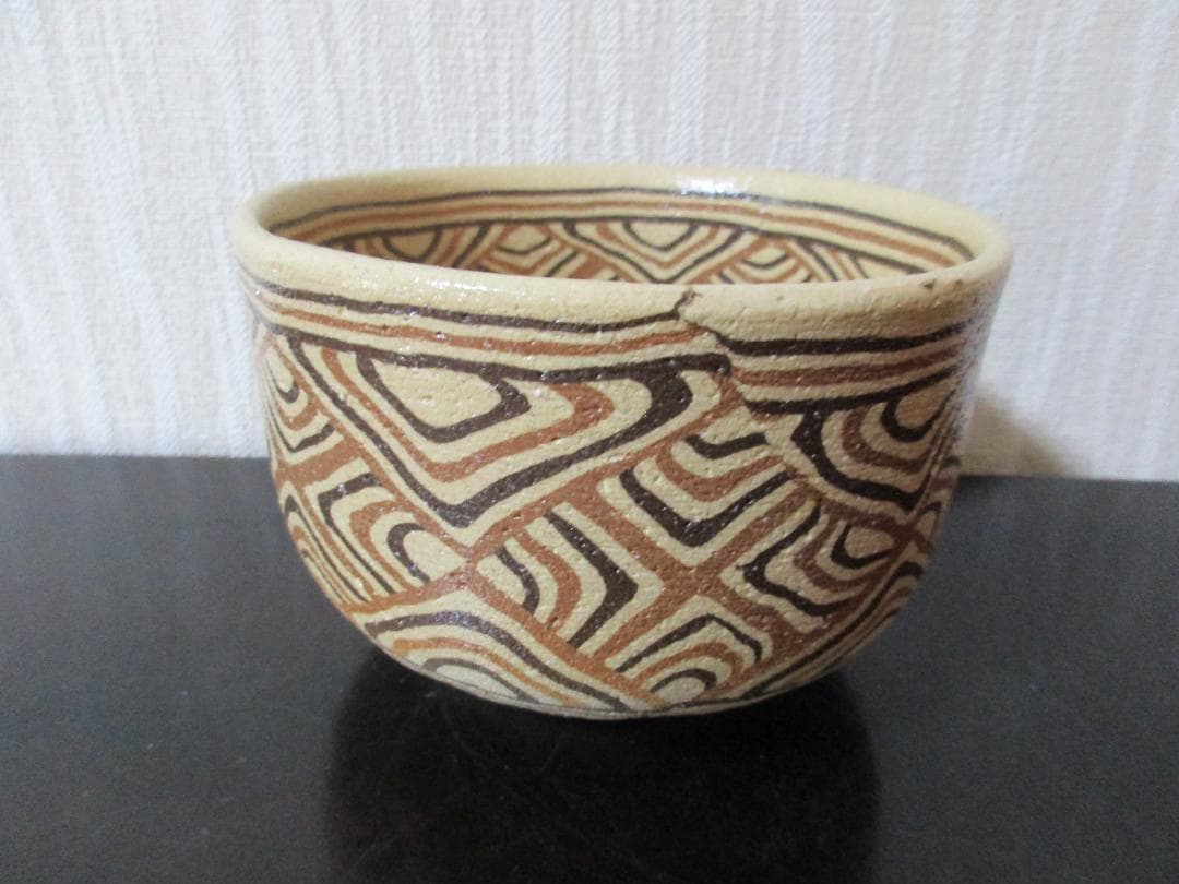初代　水野双鶴　練り込　抹茶茶碗　共布　共箱　栞