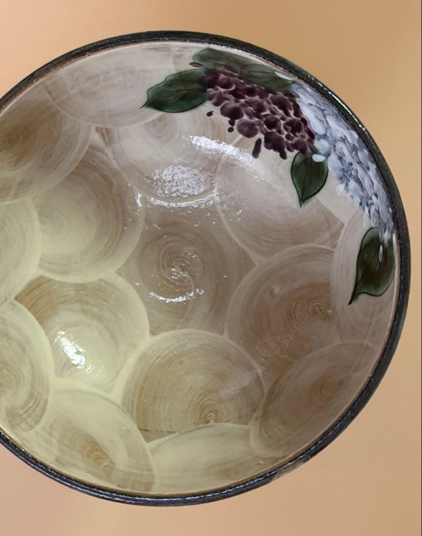 京焼 陶葊 土渕 陶あん窯 大鉢 色絵付け 紫陽花柄 直径約21cm 1個
