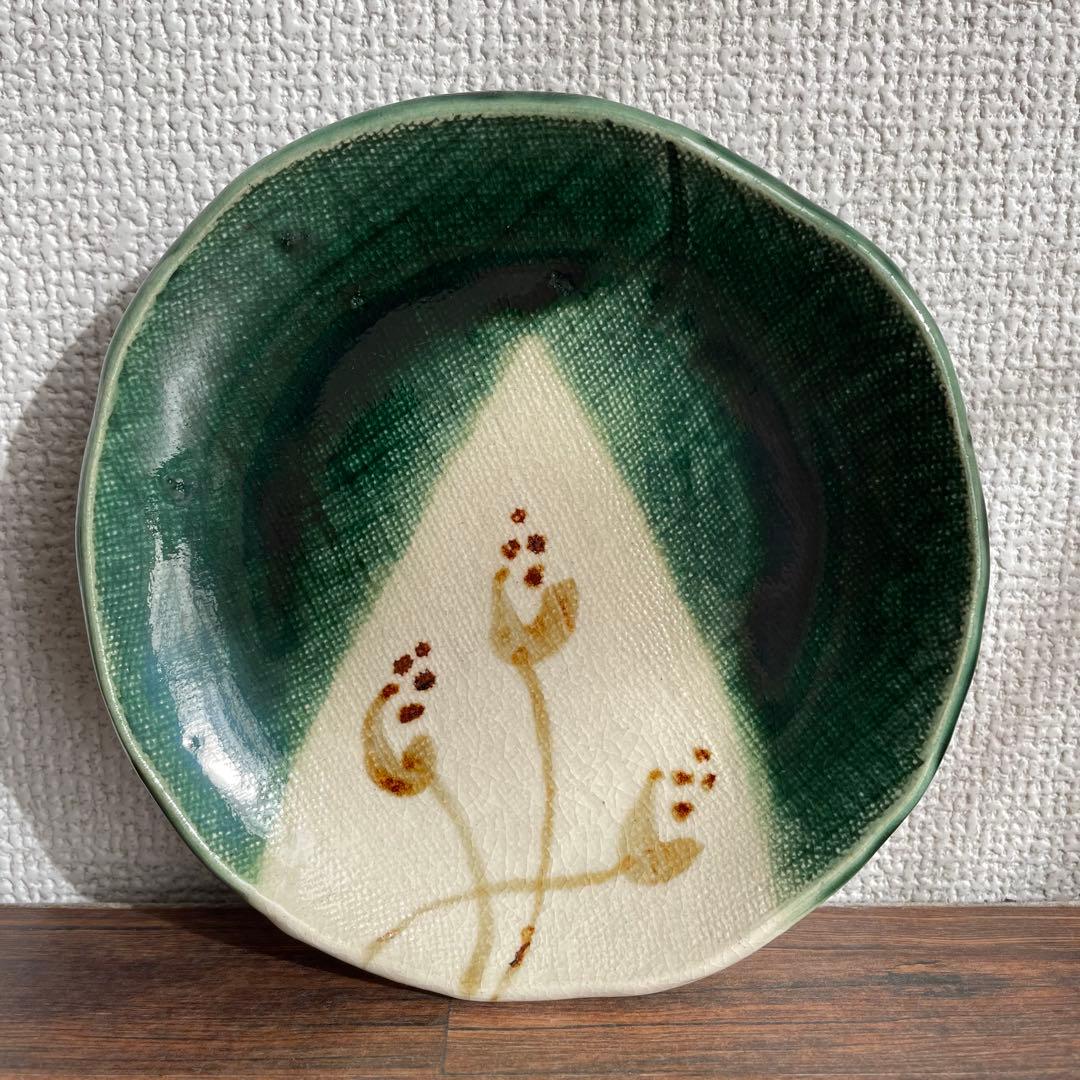 昭和後期〜平成初期 作家物風 布目文 皿 5枚揃い 陶器 和食器 工芸器